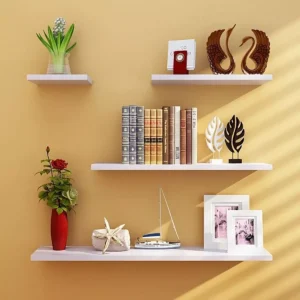 Set of 4 Flat Delightful Wall Mounted Book Shelf, wooden shelves, Storage Shelves
